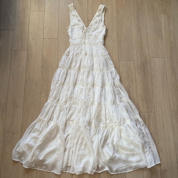 NWOT Abercrombie & Fitch Women’s Plunge Lace Tiered Maxi Dress White Size XXST - Picture 11 of 15